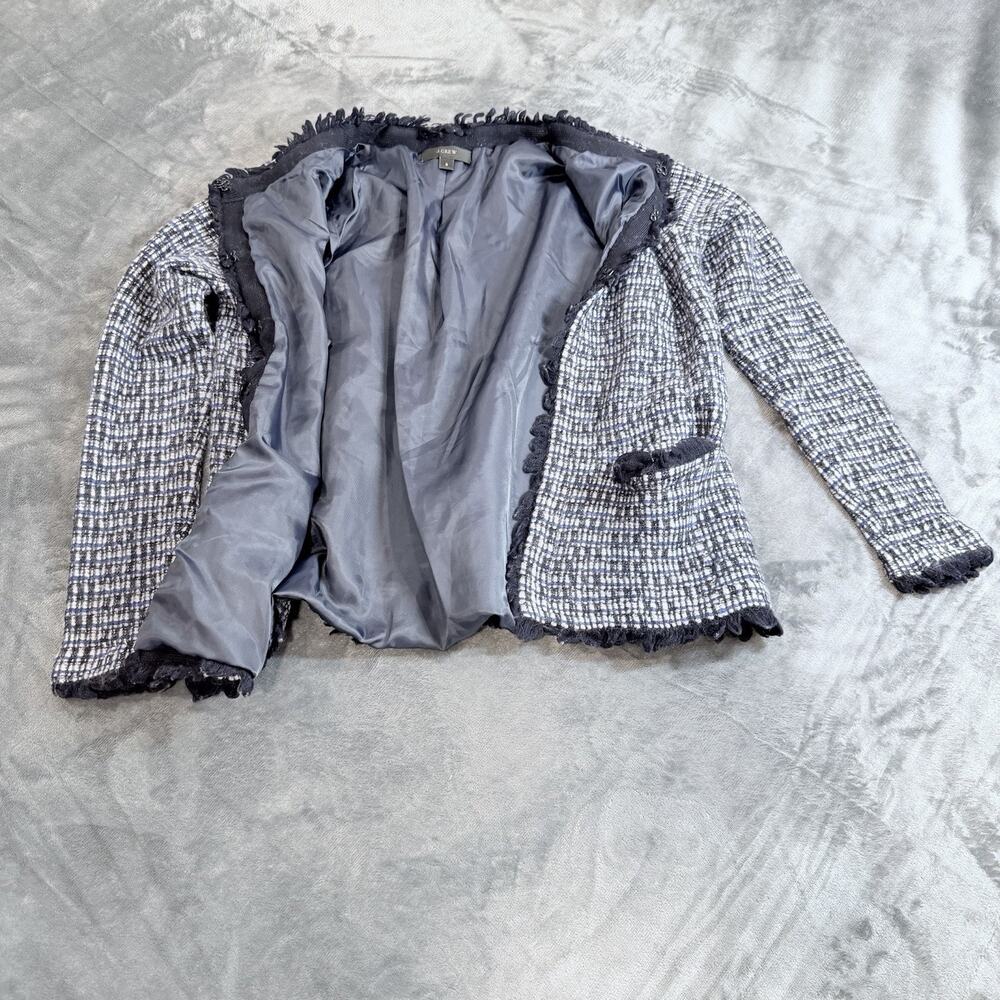 J. Crew Multicolor Tweed Fringe Wool Women’s Jacket Blazer Sz Small - Picture 3 of 14